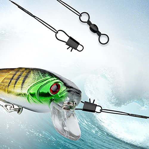 40pcs Fishing Leaders, Anti-bite Wire Leaders Stainless Steel Fishing Leaders Line with Swivels for Saltwater and Freshwater (15cm, 20 cm, 25cm, 30cm)