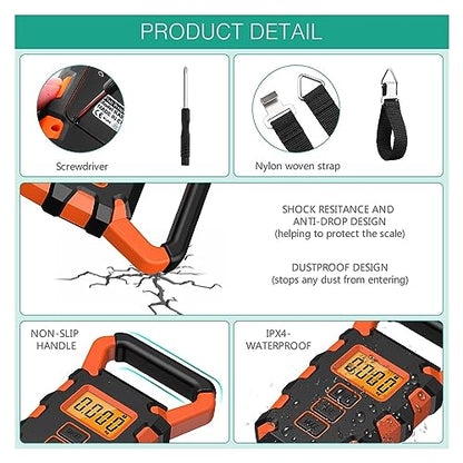 50Kg/10g Waterproof Digital Fishing Scale with Fish Grip Ruler for Luggage, Travel & Construction Site Weighing - color: A1