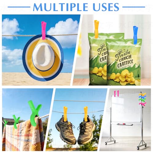 Enhanced 2026 Storage Bag Included, 8 Pcs Large Beach Towel Clips for Beach/Pool/Cruise Chairs, Heavy-Duty, Clothes pins, Windproof, 4 Bright Colors