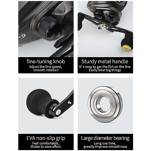 Baitcasting Reels, 8KG Max Drag Baitcaster Reels, 7.2:1 Gear Ratio Fishing Baitcasting Reel, 12+1 BB Bait Caster Reel, Low-Profile Fishing Reel with Compact Design Left Hand - color: Left Hand