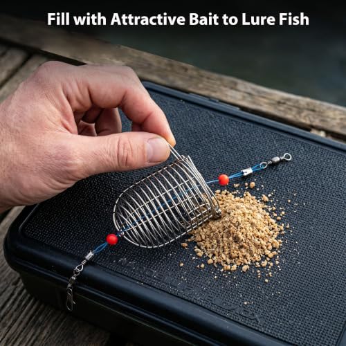 10pcs Fishing Bait Trap Cage Feeder, Baits Cage Basket Holder Coarse Lure Feeder Fishing Tackle Kit - size: Small - 10 pcs, style: B Style Bait Trap