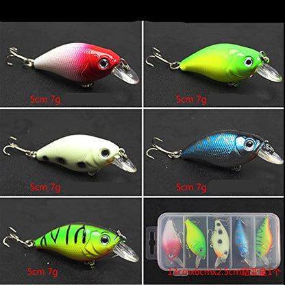 5 Colors Minnow CrankBaits Fishing Lures, Small Fat Simulation Bait Fishing Gear, Topwater Floating Lure, Life-Like Swimming Swimbait (2.95 inches)