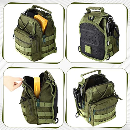 Hungdao 7 Pcs Fishing Backpack with Fishing Tool Kit Fish Gear Pliers Equipment Include Hook Remover Backpack Pliers Kit Scale Gripper Weigh Separator Fish Gifts for Men Women - color: Army Green