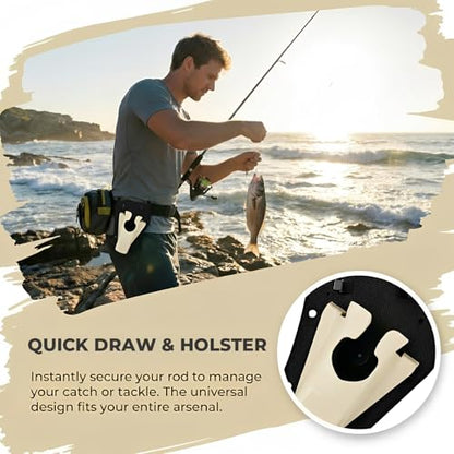 Fishing Rod Holster for Belt – Hands-Free Rod Holder for Fly Fishing, Shore Fishing & Bank Fishing, Universal Fishing Belt Clip, Quick Release Design
