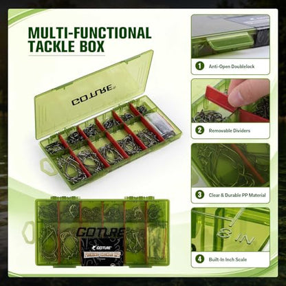 GOTURE 200Pcs Fishing Hooks Set with Tackle Box, 80D High Carbon Steel Offset Worm Hooks and Iseama Bait Hooks Assortment for Freshwater Saltwater Fishing - style: 200pcs - Offset & Iseama