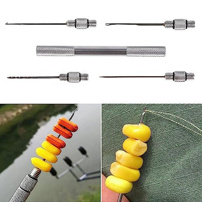 5 in 1 Baiting Needle Tool Fishing Rigging Baits Kits Tool Set Baits Boilie Drill Stringer for Making Rigs Stainless Steel Baiting