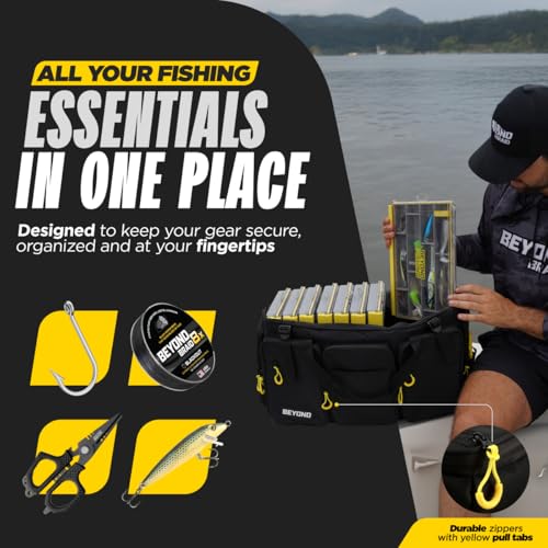 Beyond Fishing Hauler Tackle Bags - Water Resistant With Hard Molded Bottom - Perfect for Fresh Water & Salt Water Fishing Tackle Storage - Holds Tackle Boxes and Fishing Gear - size: c - Extra Large
