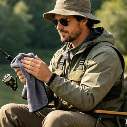Fishing Towel with Clip with Carabiner Clip Retractable 12X12In Absorbent | Portable Bait Towels for Men Women Fisherman Fly Boat Kayak Outdoor