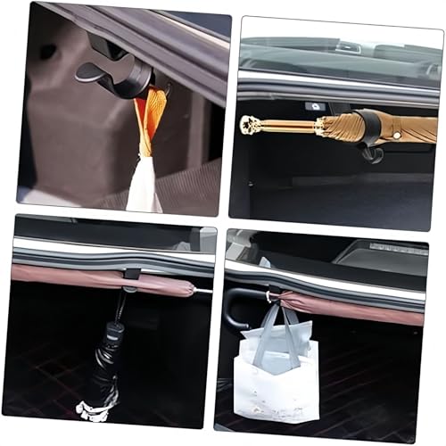 Car Seat Back & Trunk Multi-Hook – 2 Pack, Black Clip Holder Secures Fishing Rods, Umbrellas, Towels & Grocery Bags on 18–20 mm Posts, No Tools Needed