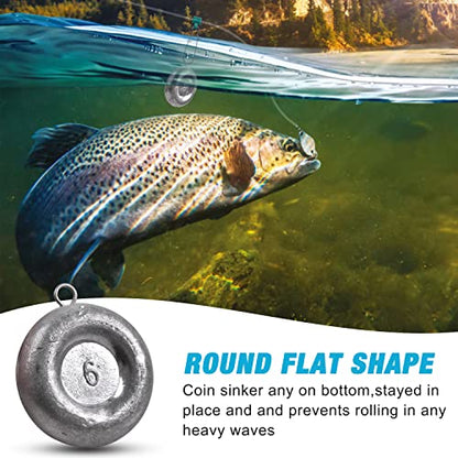 Disc Sinkers Fishing Weights, Coin Sinkers Weights Saltwater Surf Fishing Weights Catfishing Gear Tackle 8oz 6oz 5oz 4oz 3oz 2oz 1oz - style: 5oz-5pack