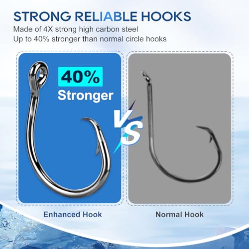 UCEC Circle Hooks Saltwater, in-Line 4X Strong Wide Gap Fishing Circle Hook for Saltwater Freshwater, 50PCS/ 25PCS High Carbon Steel Fishing Hooks for Tuna, Carp, Catfish, Bass, Amberjack and More - style: A4- 6/0 25pcs