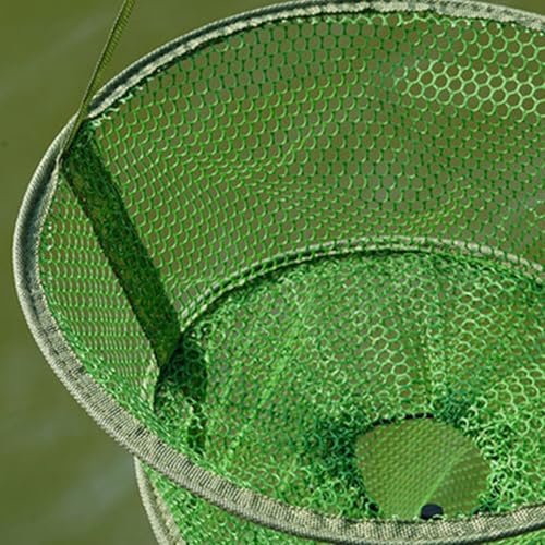 Vaguelly Foldable Nylon Fishing Basket Mesh Cage 40cm Diameter Collapsible Fish Keeper Net for Live Fish Protection and Outdoor Fishing Equipment