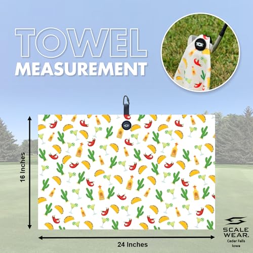 Magnetic Microfiber Waffle Golf Towel – Large 16"x24" Clean Golf Club Ball Magnet Clip to Hang on Bag Cart Strong Premium Strength Ultra Absorbent Frogger Gear Men Amphibian (Tan Tacos) - color: Tan Tacos