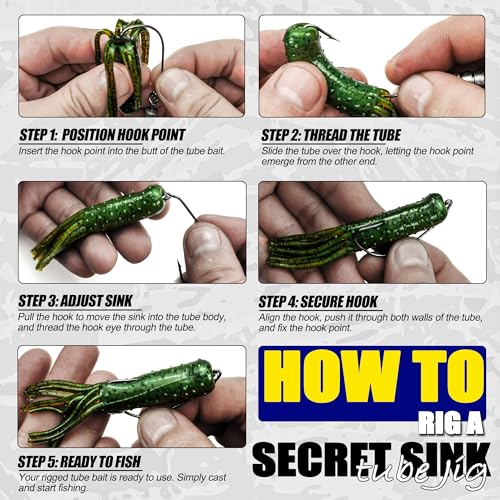 30/20/10 Pcs Tube Jig Heads for Bass Fishing, Tube Bait Worm Hooks rigs for Freshwater Saltwater, 5/16oz, 1/4oz, 3/16oz, 1/8oz - color: A2 - Weighted Tube Jigs - 1/4 oz (10 Pcs)