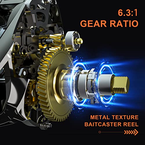 HAUT TON Matel Master Advanced Version Baitcaster reels,6.2:1Gear Ratio,5+1Ball Bearing,Bait clickers,12Lb Drag System Fishing Reels,for Saltwater,Freshwater - color: HT-MM