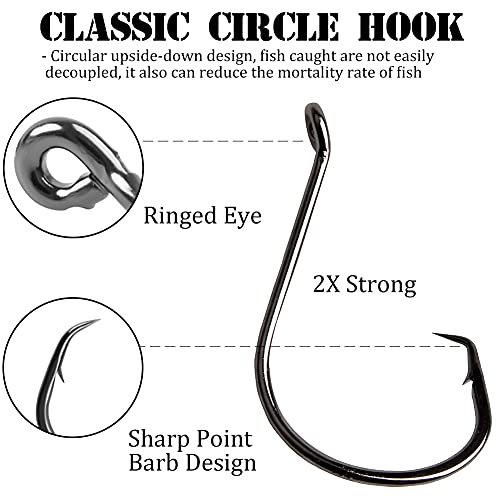 AGOOL Saltwater Grouper Rigs Carolina Rig Bottom Surf Fishing Rigs with Egg Sinkers Circle Hooks for Catfish Flounder Drum Redfish Grouper Halibut Snapper - size: 2oz sinkers(6pcs) + hooks(20pcs)