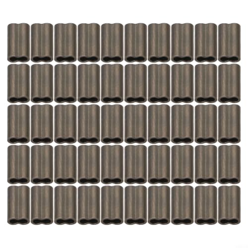 Double Crimps Sleeves, Copper, 50‑Pack (0.8‑2.0mm x 10mm) – Terminal Tackle Connectors for Nylon & Fluorocarbon Fishing Wire Leader Rig Making(2.0mm) - size: 2.0mm