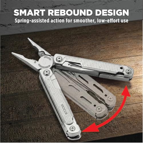 EDGE Multi-Tool Pliers, 14-in-1 Stainless Steel Multitool with Knife, Saw, Scissors, Wire Cutter & Screwdriver Bits, Compact Folding Pocket Tool for Camping, Survival, Fishing & Car Emergency (Silver) - color: Silver