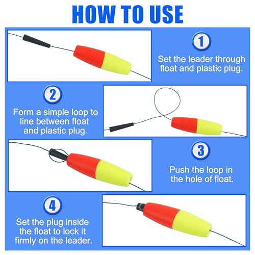 SILANON Peg Floats Fishing Bobbers,Foam Cigar Fishing Floats Bobbers Catfish Floats Slip Fishing Cork Bobbers with Pipe Plug for Catfish Santee Rig Freshwater Saltwater Fishing - size: 2 inch, style: Red-Yellow-30pcs