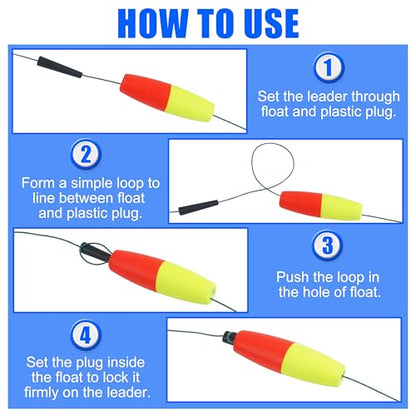 SILANON Peg Floats Fishing Bobbers,Foam Cigar Fishing Floats Bobbers Catfish Floats Slip Fishing Cork Bobbers with Pipe Plug for Catfish Santee Rig Freshwater Saltwater Fishing - size: 2 inch, style: Red-Yellow-30pcs