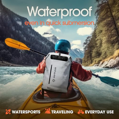 Earth Pak Waterproof Backpack - Heavy Duty Hiking Backpack - Roll-Top Closure Bag - Cushioned Dry Bag Waterproof Phone Case - color: Grey, size: 55L