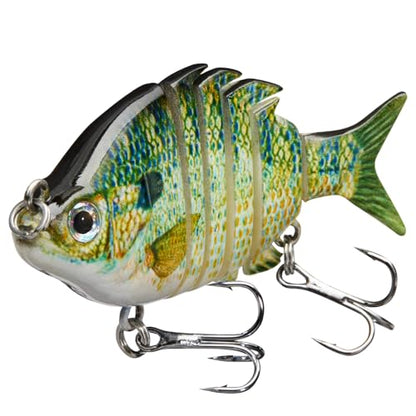 Bassdash SwimPanfish 0.34oz Hard Swimbaits Multi Jointed Topwater Trout Bass Fishing Crank Lure for Freshwater and Saltwater - color: Natural Bluegill