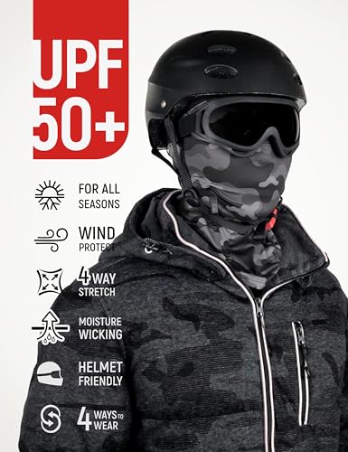 UPF 50+ Balaclava Ski Mask for Men Women - UV Face Mask Motorcycle Shiesty | Windproof, Breathable, Hinge Design, Full & Half Face Coverage, Fits Under Helmet, Snowboarding, Skiing - color: Jigsaw Night Camo