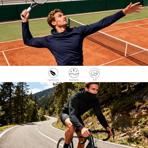 HovSiyla Mens Fishing Hoodie UV Sun Protection Shirts UPF Rash Guard Long Sleeve Shirts Hiking Performance Mesh Face Mask Top - color: 5 Pack : Black Grey White Navy Red, size: X-Large