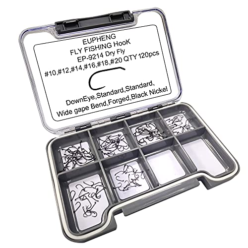 Eupheng Prime Assortment Barbless Fly Fishing Hooks Dry Wet Nymph Streamer Caddis Shrimp Pupea Jig Collection High Carbon Competition