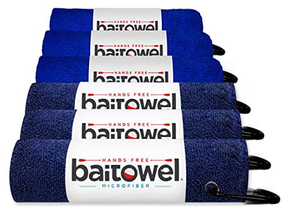 Bait Towel 6 Pack Fishing Towels with Clip for Fishing, Plush Microfiber nap Fabric, 16x16, The Original Bait Towel Multi-Pack - color: Navy-royal