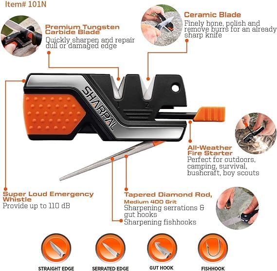 SHARPAL Pocket Knife Sharpener & Garden Tool Sharpener, Combo Gift Pack | Sharpens Straight & Serrated Knives, Lawn Mower Blade, Axe, Pruners, Shears & Scissors, Greeting Card - style: Combo Gift Pack