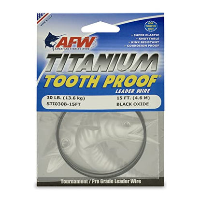 AFW Titanium Tooth Proof, Single Strand Leader Wire - size: 30 lb / .015"