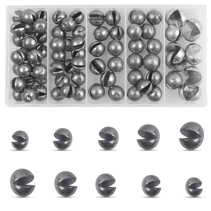 Split Shot Fishing Weights, 100pcs Round Split Shots Fishing Sinkers Removable Egg Weights Sinkers Clip On Weight Fish Line Sinker Tackle for Saltwater Freshwater - size: Split Shot Kit-70pcs