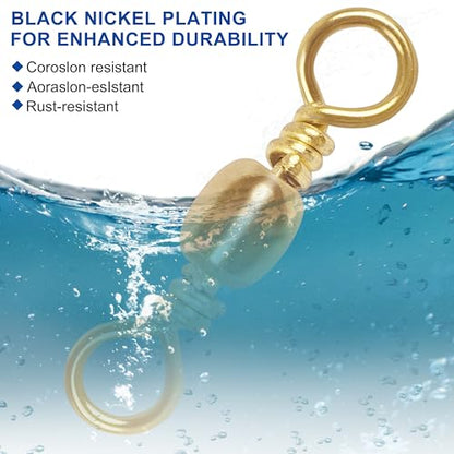 Fishing Barrel Swivels 50 100PCS Saltwater Freshwater Swivels Fish Tackle Accessories Fishing Line Connector High Strength Stainless Steel Solid Ring Rolling Fish Swivel - size: 1#, style: 50PCS
