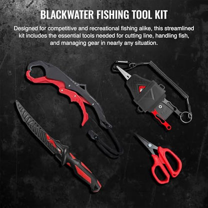EGO Blackwater Fishing Tool Kit, Compact Pro Angler Set with 8” Aluminum Pliers, Vice Grip Tool, 7” Fillet Knife, Utility Scissors & PVC Sheath, Essential Fishing Gear for Bass, Walleye & Trout