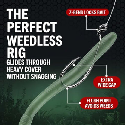 Worm Hooks for Bass Fishing- Texas Rig - Ewg