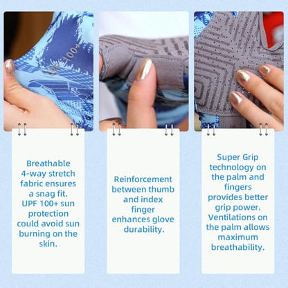 Seibertron S.P.S.G-2 UPF100+ Sun/UV Protection Fishing Adult & Youth Glove - color: blue, size: M Youth