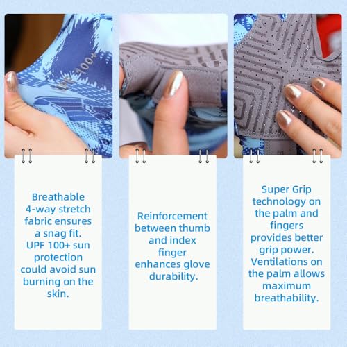 Seibertron S.P.S.G-2 UPF100+ Sun/UV Protection Fishing Adult & Youth Glove - color: blue, size: XL Youth