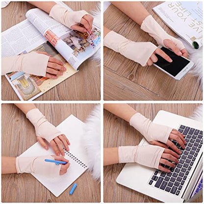 4 Pairs Sunblock Fingerless Gloves for Women UV Protection Wrist Length Gloves Lightweight Fingerless Gloves Sun Protetion
