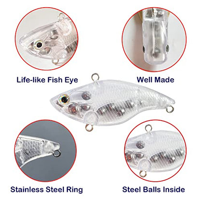 20PCS Lure Blanks Unpainted Fishing Lures, Crankbait Kit With 3D Eyes for Walleye Trout Bass Fishing, Topwater Hard Lures
