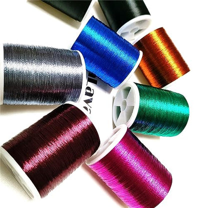 (8pcs*240yd) Kalavarma Rod Wrapping Thread for Fishing Rod Wrapping Thread Rod Building Repair - style: Metallic klm020