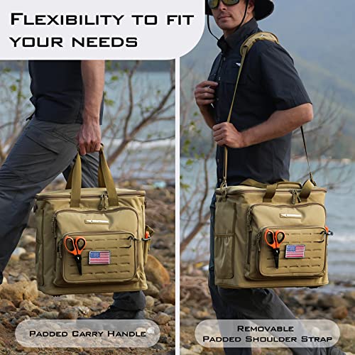 KastKing Fishing Tackle Bags - Saltwater & Freshwater Fishing Bags - Water Resistant, Padded Shoulder Strap - Gear Storage - color: Khaki--Large, size: Large
