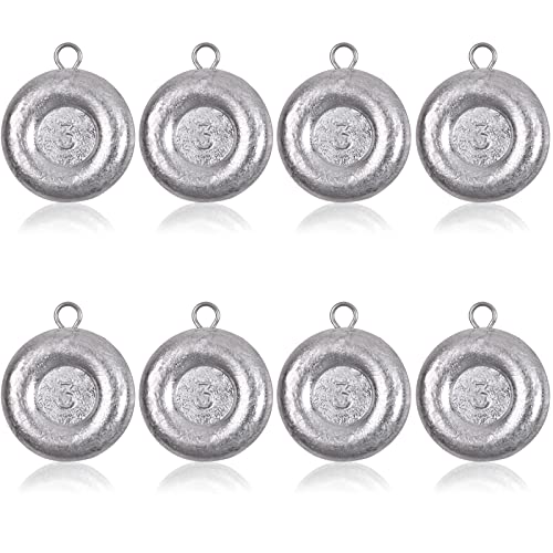 Disc Sinkers Fishing Weights Coin Sinkers Saltwater Surf Fishing Weights Bottom Fishing Drifting Trolling Catfishing Fishing Sinkers Weights Saltwater Tackle 1oz 2oz 3oz 4oz 5oz 6oz 8oz - style: 3oz-8pcs