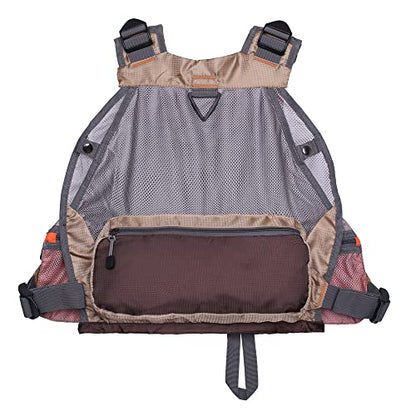Raprance Fly Fishing Vest Backpack - Adjustable Lightweight and Quick-Dry, with 17 Pocketsfor Trout Bass Saltwate - color: Fv01-khaki