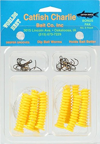 Catfish Charlies Dbh-12-06 Dip Bait Worms-Pack Of 12, Yellow - Yellow Dip Bait W
