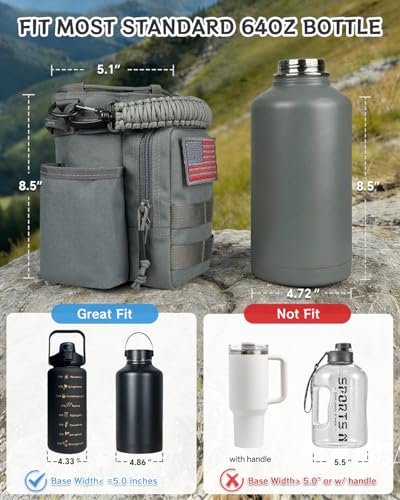 COOLYARD Water Bottle Holder with Strap Crossbody Sling Carrier Bag with Phone Pocket Molle Tactical Pouch for Walking Hiking Camping Gym Travel - color: Gray
