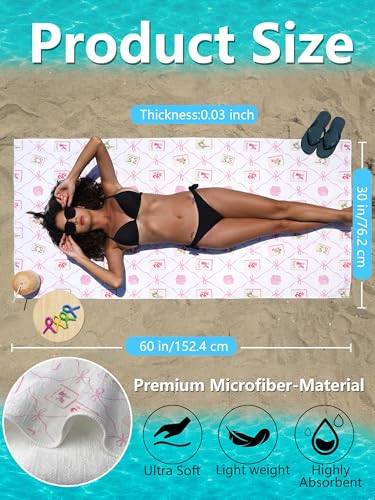 Coquette Pink Bow Mahjong Beach Towel - Grandmillennial Preppy Girly Large Sand Free Towel 30x60 Inch for Beach Camping Swim Pool Gym Sports & Yoga, Mahjong Lovers Players Gifts - color: Btowels10