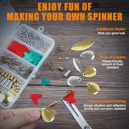 Fishing Lure Making Kit, 246pcs DIY Spinner Making Supplies Inline Spinnerbait with Fishing Pliers Make Your Own Fishing Lures Spinner Baits for Bass Trout Salmon Freshwater Gift for Men