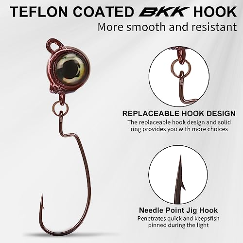 TRUSCEND Jigs Fishing Lures with Ultra Smooth Teflon Hook, Tour Grade Titanium Weed Guard Swim Jigs, Valuable Weedless Skirted Jig, Well-Made Lures for Crappie Bass Trout, Freshwater Fishing Gear - color: B1-3/8oz