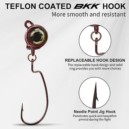 TRUSCEND Jigs Fishing Lures with Ultra Smooth Teflon Hook, Tour Grade Titanium Weed Guard Swim Jigs, Valuable Weedless Skirted Jig, Well-Made Lures for Crappie Bass Trout, Freshwater Fishing Gear - color: B1-3/8oz